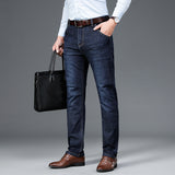 Xituodai Men&#39;s Classic Relaxed Fit Flex Jean 2022 spring autumn new Four Seasons High waist Business casual black blue denim trousers
