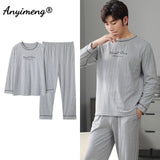 Xituodai Deer Printing Elegant Pajamas Set for Man Autumn Winter Fashion New Soft Cotton Mens Loungewear Comfortable Sleepwear for Boy