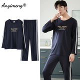 Xituodai Deer Printing Elegant Pajamas Set for Man Autumn Winter Fashion New Soft Cotton Mens Loungewear Comfortable Sleepwear for Boy