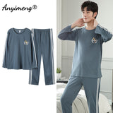 Xituodai Deer Printing Elegant Pajamas Set for Man Autumn Winter Fashion New Soft Cotton Mens Loungewear Comfortable Sleepwear for Boy