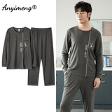 Xituodai Deer Printing Elegant Pajamas Set for Man Autumn Winter Fashion New Soft Cotton Mens Loungewear Comfortable Sleepwear for Boy