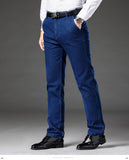 Xituodai autumn winter brand classic pocket straight loose high waist jeans business casual men&#39;s stretch jeans trousers