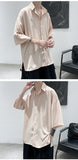 Xituodai Half Sleeve Men Solid Shirts Summer Casual Oversize Blouses White Fashion Male Cardigan Vintage Korean Clothing
