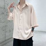 Xituodai Half Sleeve Men Solid Shirts Summer Casual Oversize Blouses White Fashion Male Cardigan Vintage Korean Clothing