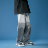Xituodai Summer New Tie-dye Ombr¨¦ Men Jeans Fashion Casual Male Wide Leg Pants Minimalism Straight Loose Denim Pants