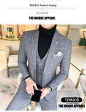 Xituodai Men Dress Blazers Pants Vest 3 Piece Set / Male Wedding New 2020 Autumn Business Formal Plaid Suit Luxury Slim Fit Coat Trousers