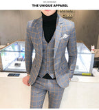 Xituodai Men Dress Blazers Pants Vest 3 Piece Set / Male Wedding New 2020 Autumn Business Formal Plaid Suit Luxury Slim Fit Coat Trousers