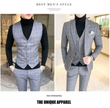 Xituodai Men Dress Blazers Pants Vest 3 Piece Set / Male Wedding New 2020 Autumn Business Formal Plaid Suit Luxury Slim Fit Coat Trousers