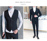 Xituodai Men Dress Blazers Pants Vest 3 Piece Set / Male Wedding New 2020 Autumn Business Formal Plaid Suit Luxury Slim Fit Coat Trousers