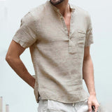 Xituodai Summer New Men&#39;s Short-Sleeved T-shirt Cotton and Linen Led Casual Men&#39;s T-shirt Shirt Male  Breathable S-3XL