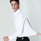 Xituodai Bamboo Fiber Men White Shirt Long Sleeve Elastic Anti-wrinkle Regular Fit Formal Social Camisas Plus Large Size 8XL 7XL 6XL 5XL