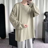 Xituodai 2022 Spring Men&#39;s Oversized T-Shirt Solid Color Basic T shirt O Neck Long Sleeve Tshirts Korean Women Man Casual Tees