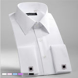 Xituodai Mens Dress Shirts Loose Tuxedo French Cuff Regular Fit Luxury Striped Business Long Sleeve Cufflinks Social Pluse Size 6XL