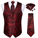 Xituodai Mens Classic Silver Paisley Folral Silk Waistcoat Vests Wedding Handkerchief Necktie Suit Vest Set Sleeveless Jacket DiBanGu