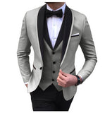 Xituodai White Slit Mens Suits 3 Piece Black Shawl Lapel Casual Groom Tuxedos for Wedding Groomsmen Suits Men 2022 (Blazer+Vest+Pant)