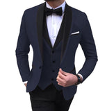 Xituodai White Slit Mens Suits 3 Piece Black Shawl Lapel Casual Groom Tuxedos for Wedding Groomsmen Suits Men 2022 (Blazer+Vest+Pant)