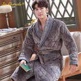 Xituodai Mens Bath Robe Velvet 3layer Padded Men Thick Plus Size Winter Kimono Homme Peignoir Bathrobe Warm Robes Pajamas Male&#39;s Bathrobe