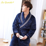 Xituodai Mens Bath Robe Velvet 3layer Padded Men Thick Plus Size Winter Kimono Homme Peignoir Bathrobe Warm Robes Pajamas Male&#39;s Bathrobe