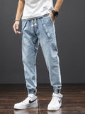 Xituodai Plus Size Harem Jeans Men Stretched Denim Pants Streetwear Black Joggers Men Casual Baggy Jeans Trousers 6XL 7XL 8XL