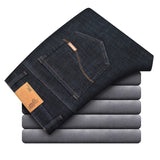 Xituodai 2022Winter Brand High Quality Fleece Thick Warm Fit Straight Jeans Classic Men&#39;s Business Fashion Stretch Slim Jeans