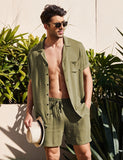 Xituodai trendy mens fashion mens summer outfits dope outfits mens street style mens spring fashion aesthetic outfitsSummer Cotton Linen Shirt Set Men's Casual Outdoor 2-Piece Suit Andhome Clothes Pajamas Comfy Breathable Beach Short Sleeve Sets