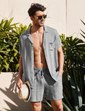 Xituodai trendy mens fashion mens summer outfits dope outfits mens street style mens spring fashion aesthetic outfitsSummer Cotton Linen Shirt Set Men&#39;s Casual Outdoor 2-Piece Suit Andhome Clothes Pajamas Comfy Breathable Beach Short Sleeve Sets
