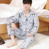 Xituodai Plus Size Autumn Winter Men Pajamas Set Turn-down Collar Long Sleeve Trousers Sleepwear Leisure Pyjama Night Pijamas Home Wear