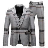 Xituodai Jacket Vest Pants 2022 High Quality Men Suits Fashion Grid Men Slim Fit Business Groom Wedding Plaid Blazers Coat 3 Pieces Sets