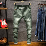 Xituodai New Men's Elastic Jeans Fashion Slim Skinny Jeans Casual Pants Trousers Jean Male Green Black Blue