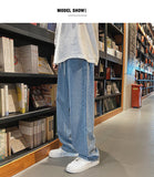 Xituodai Men&#39;s Jeans Straight Wide Leg Loose Pants Spring and Autumn Elasticated Waist Vintage Casual Trousers  Bottoms Plus Size S-3XL