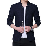 Xituodai 2022 Men Fashion Stand Collar Slim Fit Chinese High Quality Blends Suit Jacket / Male Casual Trend Large Size Wool Blazer Coat