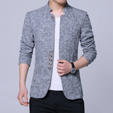 Xituodai 2022 Men Fashion Stand Collar Slim Fit Chinese High Quality Blends Suit Jacket / Male Casual Trend Large Size Wool Blazer Coat