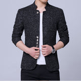 Xituodai 2022 Men Fashion Stand Collar Slim Fit Chinese High Quality Blends Suit Jacket / Male Casual Trend Large Size Wool Blazer Coat