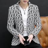 Xituodai Plaid Print Blazer Jacket Men Korean Trend Streetwear Mens Clothing Casual Suit Coat Male Slim Fit Blazer Masculino Plus Size3XL