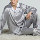 Xituodai Spring Men Sleepwear Long Sleeve Satin Pajama Sets For Men Sleepwear Suit Homewear Home Clothes Pyjamas Lounge Summer