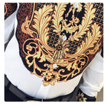 Xituodai Casual Blouse Homme Baroque Banquet Shirt Paisley Black Gold Men Shirt Luxury Korean Mens Long Sleeve Print Shirts Men Slim Fit