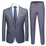 Xituodai Men Suits Slim Fit Business Uniform Office Suit Wedding Groom Party 2-Piece Jacket Pants Notch Lapel Single Button Formal Casual