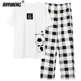 Xituodai New Sleepwear Couple Men and Women Matching Home Suits Cotton Pjs Chic Chinese Word Prints Leisure Nightwear Pajamas for Summer