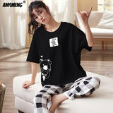 Xituodai New Sleepwear Couple Men and Women Matching Home Suits Cotton Pjs Chic Chinese Word Prints Leisure Nightwear Pajamas for Summer