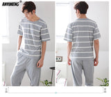 Xituodai New Sleepwear Couple Men and Women Matching Home Suits Cotton Pjs Chic Chinese Word Prints Leisure Nightwear Pajamas for Summer