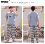 Xituodai New Sleepwear Couple Men and Women Matching Home Suits Cotton Pjs Chic Chinese Word Prints Leisure Nightwear Pajamas for Summer