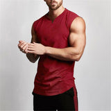 Xituodai Gym Clothing V Neck Cotton Bodybuilding Tank Top Mens Workout Sleeveless Shirt Fitness Sportswear Running Vests Muscle Singlets