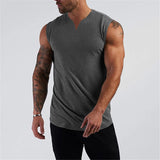 Xituodai Gym Clothing V Neck Cotton Bodybuilding Tank Top Mens Workout Sleeveless Shirt Fitness Sportswear Running Vests Muscle Singlets