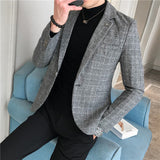 Xituodai Fashion Men Clothing High Quality Business Suit Male Slim Fit Plaid Leisure Blazers Man Plaid Jackets Groomsman Party Dress