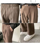 Xituodai Brown/Black Suit Pants Men Fashion Society Mens Dress Pants Korean Loose Straight Casual Pants Mens Office Formal Trousers S-3XL