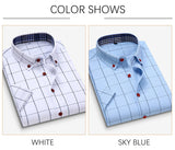 Xituodai Summer Men Shirts Short Sleeve Plaid Shirt Slim Casual Button Up Dress Shirts Men Big Size M-5XL Anti-wrinkle Soft