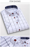 Xituodai Summer Men Shirts Short Sleeve Plaid Shirt Slim Casual Button Up Dress Shirts Men Big Size M-5XL Anti-wrinkle Soft