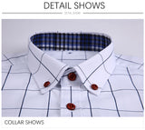 Xituodai Summer Men Shirts Short Sleeve Plaid Shirt Slim Casual Button Up Dress Shirts Men Big Size M-5XL Anti-wrinkle Soft