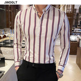 Xituodai Autumn New Korean Fashion Casual Button Down Shirt Men Design Brand Slim Fit Man Shirts Long Sleeve Striped Shirts