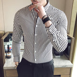 Xituodai Autumn New Korean Fashion Casual Button Down Shirt Men Design Brand Slim Fit Man Shirts Long Sleeve Striped Shirts